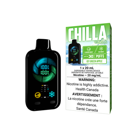 CHILLA BY ZILLA DISPOSABLE - ICY GREEN APPLE (5PCS/CTN) 20ML 20MG