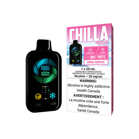 CHILLA BY ZILLA DISPOSABLE - PRIMAL PUNCH ICE (5PCS/CTN) [ON] 20ML 20MG