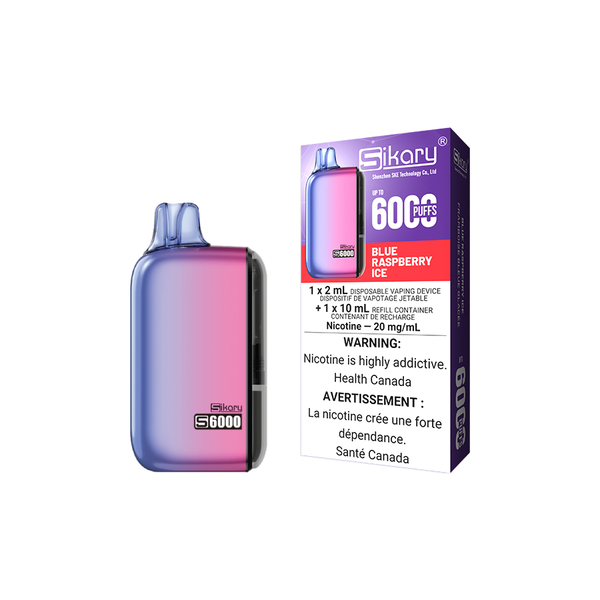 SIKARY S6000 DISPOSABLE - BLUE RASPBERRY ICE (5PCS/CTN) 2ML+10ML 20MG