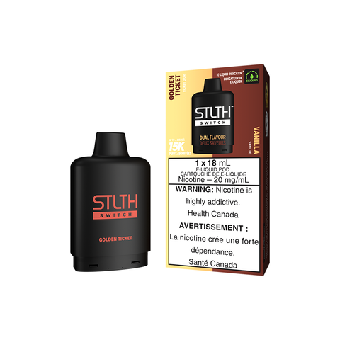 STLTH SWITCH POD PACK - GOLDEN TICKET AND VANILLA (5PC/CTN) [ON] 18ML 20MG