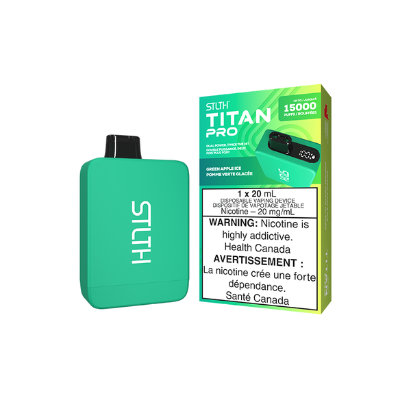 STLTH TITAN PRO DISPOSABLE - GREEN APPLE ICE (5PCS/CTN) [ON] 20ML 20MG