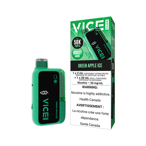 VICE CLICK DISPOSABLE - GREEN APPLE ICE (4PCS/CTN) 2ML+20ML 20MG