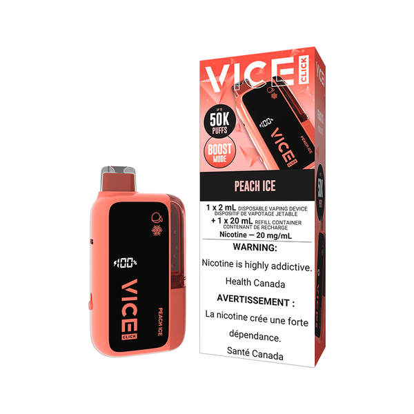 VICE CLICK DISPOSABLE - PEACH ICE (4PCS/CTN) 2ML+20ML 20MG